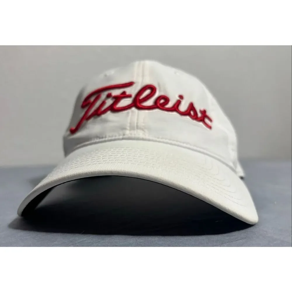 White Titleist Adjustable Golf Hat Red Font Used Flaw
